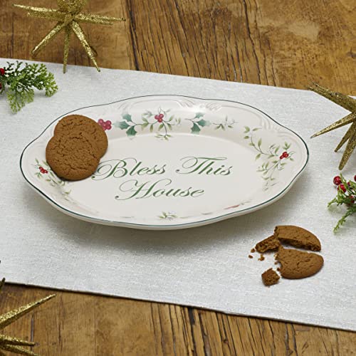 Pfaltzgraff Winterberry Bless This House Plate - 11-Inch - size: 10.5 x 8.5 inch (Single), style: Serving Platter