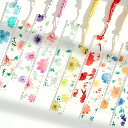 8 Pcs Clear Floral Bookmarks, Elegant Book Accessories Gift Set