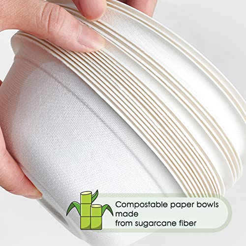 ECOLipak 500 Pack 12 oz Paper Bowls Disposable, Compostable Bowls, White - color: 500Pack-White