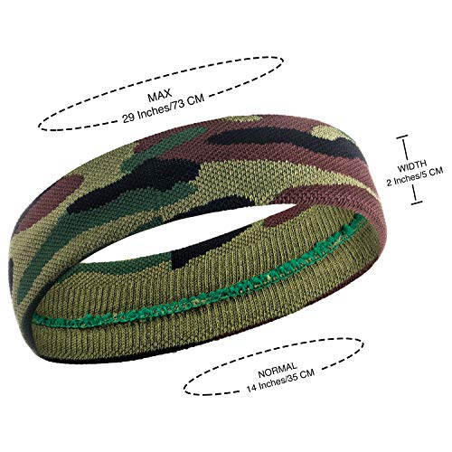 Suddora Camo Headband/Wrist Band Set - Camouflage Sweatbands for Basketball, Tennis, Working Out, Gym - color: Camo Green