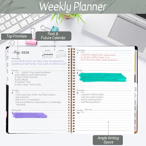 Xqumoi 2026 A4 Planner - A Fucking 2026 Weekly and Monthly Planner Dark Romance Writing Notebooks, Jan. 2026 - Dec. 2026, Hardcover Calendar with Tabs Stickers Back Pocket Twin-Wire Binding - color: Purple and Black 2026, size: A4