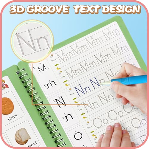 Magic Practice Copybook, Reusable Writing Practice Book, for Preschool Kids Age 3-8 Calligraphy 9.44in×6.29in(5 Books with Pens) - color: Green, size: 9.44in×6.29in
