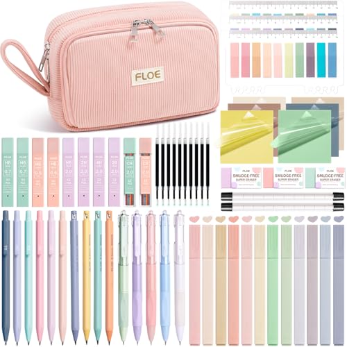 62PCS Aesthetic School Supplies Cute Back to School Supplies Stationary Set - color: Pink