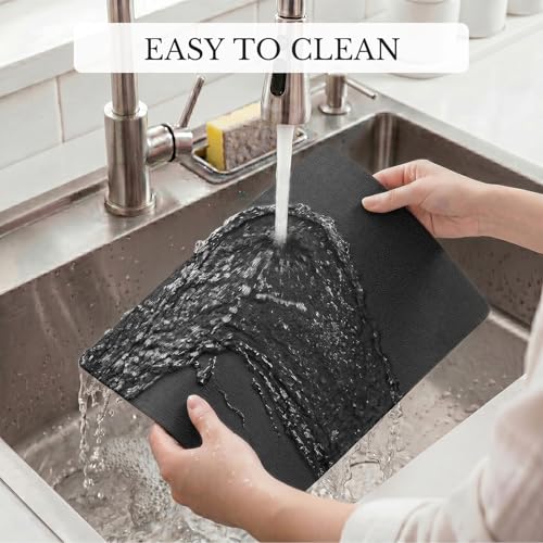 Romanstile Vinyl Placemats Set of 6, Reversible Faux Leather Wipeable Table Mats - color: Black, size: PCS6