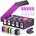 Trading Card Storage Box 5-Row 3900+ Capacity, Black Purple - color: Black Purple, size: 3900+ with Magnetic Lid