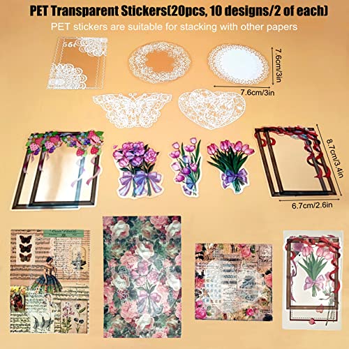 Esweny 100 PCS Vintage Ephemera Pack Journaling Scrapbooking Supplies Scrapbook Sticker Paper Kit for Junk Journal Planners Collage Craft Notebooks Decoupage Album (Flowers) - color: Flowers