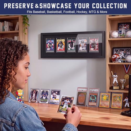 Sports Card Display Frame with Magnetic Card Holder & Tempered Glass - size: 5 Cards