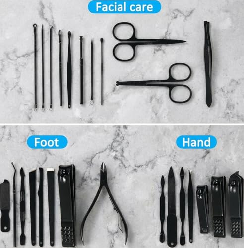 MINKINH Manicure Set Professional Nail Clipper Kit-26 Pieces,Brown - color: Brown