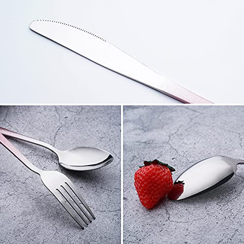Travel Utensils Set with Case Reusable Portable Cutlery Set Stainless Steel 8pcs Including Dinner Knife Fork Spoon Chopsticks straws(Gradient Pink) - color: Gradient Pink