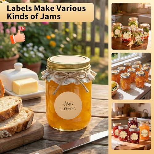 600 Pcs 2" Round Kraft Stickers, 7 Designs Canning Label Stickers, 2 Rolls - color: 2 Roll