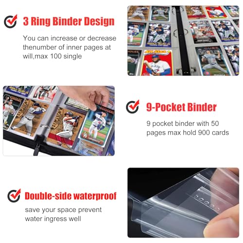 900 Pockets Baseball Card Binder, Laser Silver Hot Stamping Cover,KQ74 - color: Dazzling Baseball-900