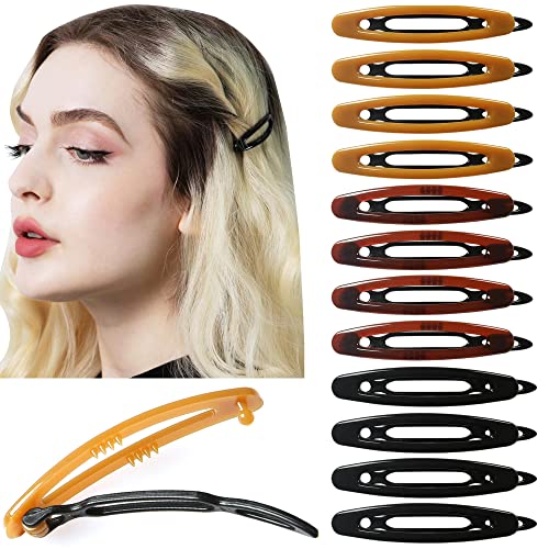 12pcs Hair Barrettes Set for Women and Girls, Hair Clips for Thick Thin Fine Hair, Non-metal Hair Accessories, Non-Slip Grip Handmade Snap Hairpin, BPA Free - color: SN5