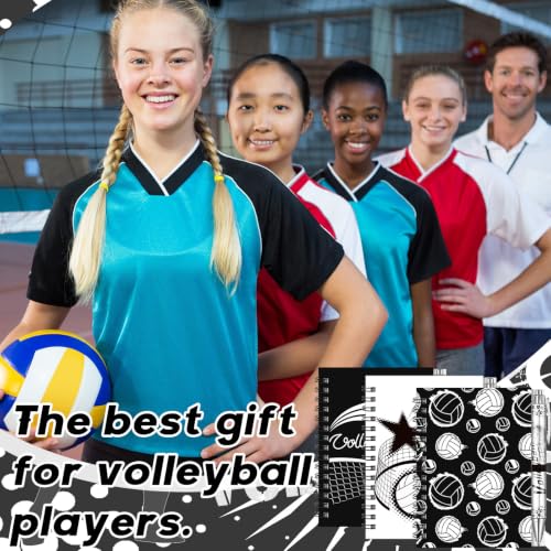 Resurhang 12 Sets Volleyball Notebook Gifts 5.5 x 4.3'' Black and White Volleyball Spiral Notebook Ballpoint Pens for Coaching Supplies Coach Gifts Team Party Players Sports Lover - style: Black White Volleyballs