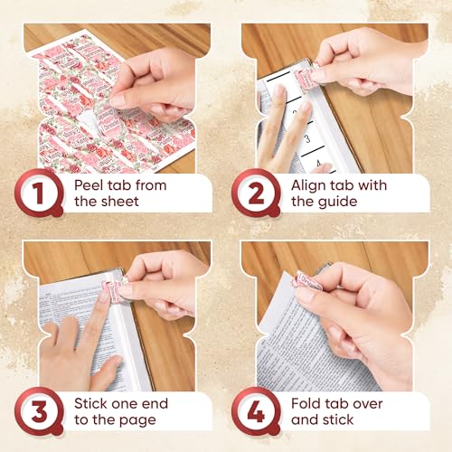 Essex Wares - Pink & Red Roses Bible Tabs, 80 Tabs for Women & Men - color: Pink & Red Roses