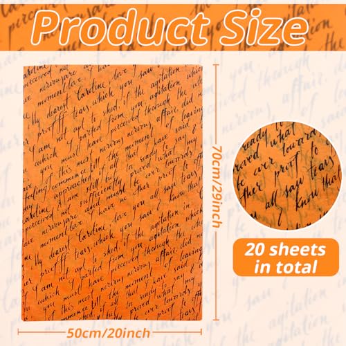Benvo Big Tissue Paper 20x29 Inch - 20 Sheets Decoupage Craft Paper for Gift Wrapping, Letter DIY Art Projects, Spring Wedding, Birthday & Baby Shower Decorations(Style P) - color: Orange Letter