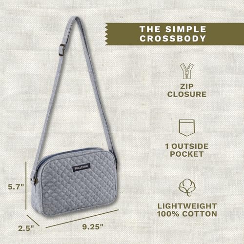 Bella Taylor Simple Crossbody, Quilted Handbag for Women - color: Blue Chambray