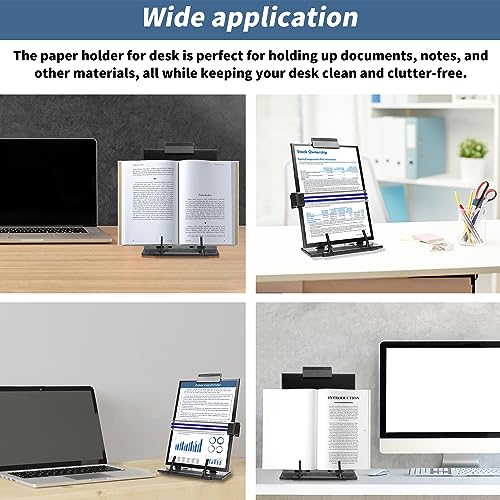 TONOS Paper Stand Document Holder - Quality Document Holder for Desk, Paper Stands for Desk When Typing, Sturdy Stainless Steel Copy Holder, Adjustable Angle, Papers Holder Stand for Desk Typing