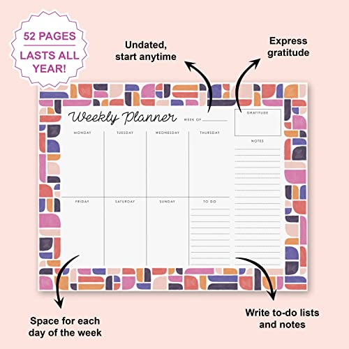 Weekly Planner Pad 52 Tear-Off Sheets Undated 8.5 x 11 Desk Pad - style: Style 3