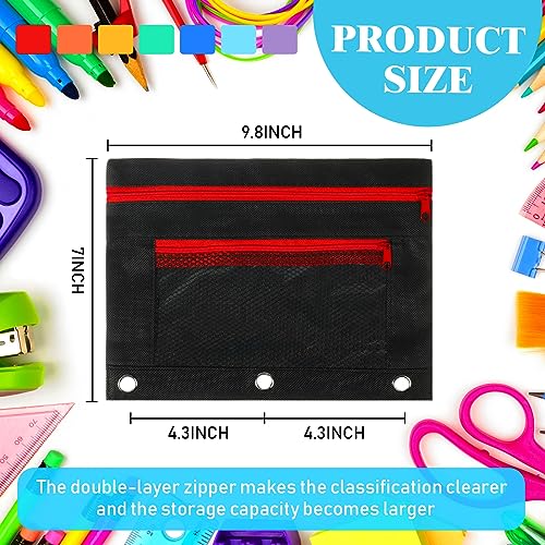 Zhehao 100 Pcs Classroom Binder Pencil Pouches, Novel Black, 2 Zipper - color: Novel Black, style: 2 Zipper
