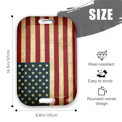 Serving Trays with Handles, 14.5 x 9.8 inch Rectangular Plastic Tray for Restaurant, Kitchen, Vintage United States of America Flag - color: Vintage United States of America Flag