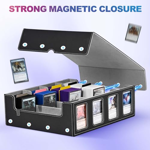 UAONO 4-Row 3000+ Trading Card Storage Box with Commander Display - color: Black&Gray, size: 4-row