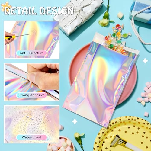 FUNFERY 6.3x9.4in Holographic Mylar Poly Mailers Self Sealing Adhesive Bag - color: Holographic Self Adhesive-50P, size: 6.3x9.4 inch