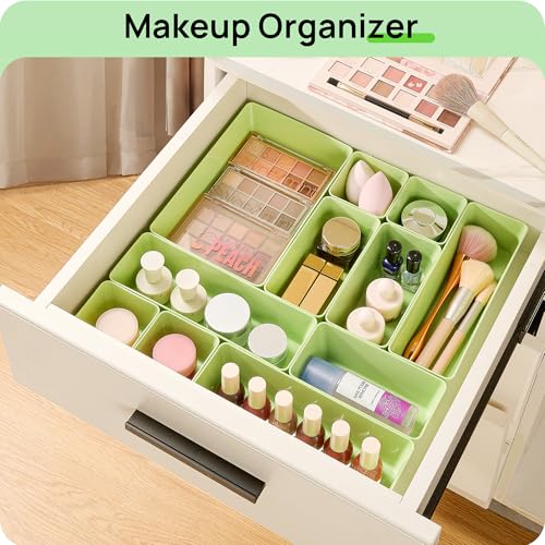 Vtopmart 25 Pack Plastic Drawer Organizers with Anti-slip Rubber Pads - color: Light Green