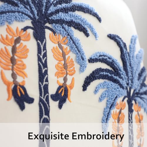 Embroidered Throw Pillow Covers 18x18 Pack of 2 Blue Palm Tree - color: Blue Palm Tree