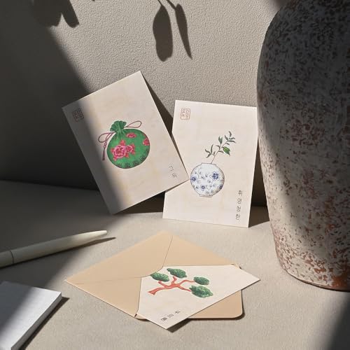 Monolike Day by Day Card, 102 Minhwa Ivory Series. 1 - Mix 48 Mini Single cards, 24 envelopes Package - color: 102 Minhwa Ivory Series. 1