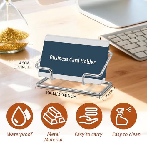 2 PCS Metal Business Card Holder for Desk, Modern Card Display Stand, Vertical and Square Business Card Organizer for Office, Home, Exhibition (Silver) - color: Silver