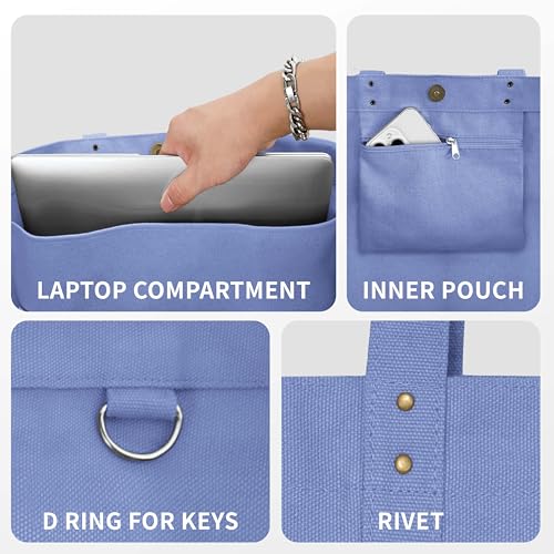 HOMESPON Large Canvas Tote Bag, Magnetic Work Laptop Pack for Women - color: Violet