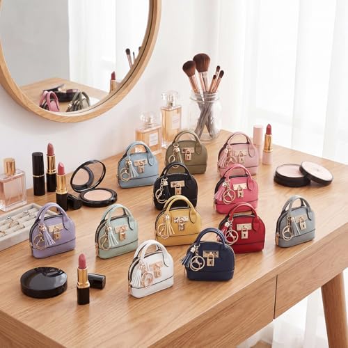 Liliaafar 12 Pcs Mini Coin Purse Keychain for Women Mini Pouch Cute PU Leather Makeup Bag with Keychain Multi Pocket Card Holder (12 Colors) - color: 12 Colors