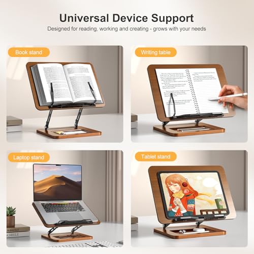 OPTIXCELL Book Stand with Light, Hands Free Book Holder, Gifts Book Lovers - style: Book Stand (Light)