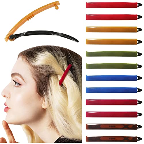 12pcs Hair Barrettes Set for Women and Girls, Hair Clips for Thick Thin Fine Hair, Non-metal Hair Accessories, Non-Slip Grip Handmade Snap Hairpin, BPA Free - color: SN1