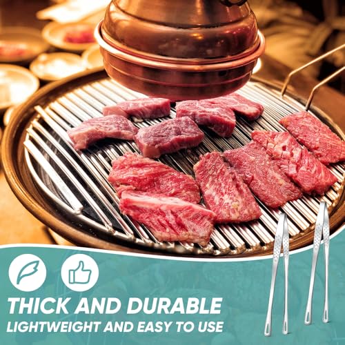 meekoo 6 Pcs Stainless Steel Korean BBQ Grill Tongs - size: 7.8 Inches