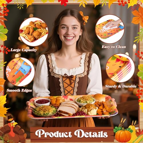 Vesici 4 Pack Thanksgiving Serving Trays, 13x10 Inch Melamine Platters - style: Thanksgiving