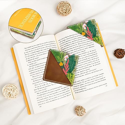 Personalized Leather Bookmarks, Fun & Cute Book Accessories for Reading Lovers, Unbreakable Page Markers for Women Men Girls Boys Student Teacher Kids Retirement Birthday Gifts (Flowering Plant) - color: Flowering Plant