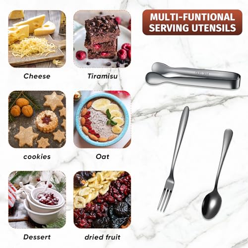 24 Pcs Mini Appetizers Forks and Spoons Tongs, Vivid Sharp Spoon, Black - color: Vivid Black, size: Sharp Spoon