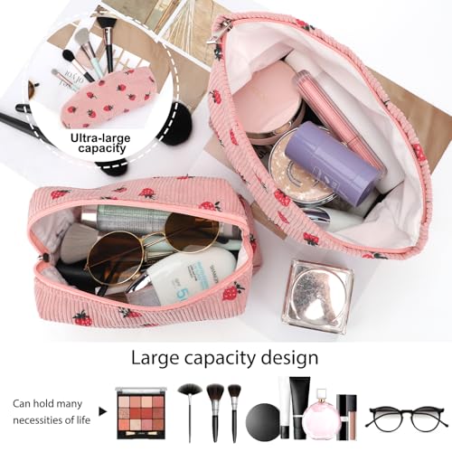 EIMMBD Makeup Bags 6 Pieces Set Large Capacity Cosmetic Bag Travel Toiletry Bag Organizer Cute Strawberry Makeup Bag Pouch Storage Bag for Women - color: 6pcs Strawberry