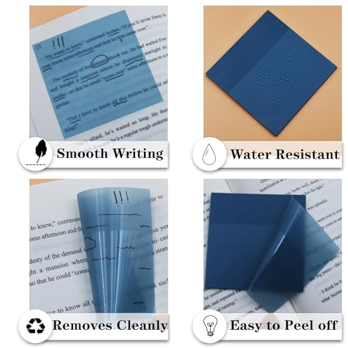 YOUDEFUL Translucent Sticky Note, Clear Sticky Note in 3 Sizes - size: Square Blue