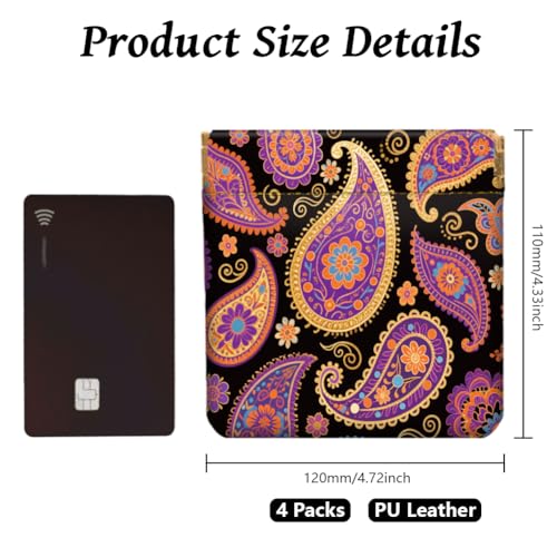 Peacoblue Paisley Pattern Coin Purse,PU Leather Squeeze Pouch 4PCS - style: Paisley Pattern