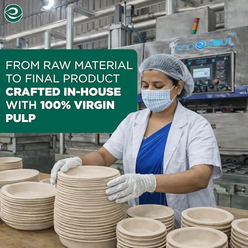 ECO SOUL 12 Oz Disposable Bagasse Paper Bowls, (100 Pack, Natural) - color: Natural