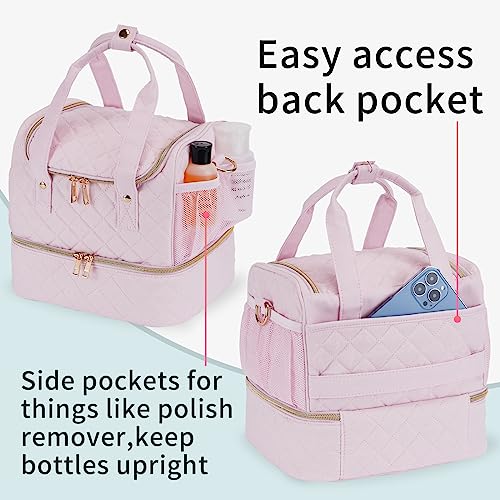VOFIpremiAm Nail Polish Organizer,Pretty Nail Bag Organizer Case - color: Pale Pink, size: 30 Bottles
