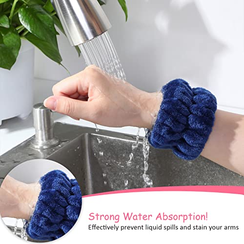 Chuangdi 4 Pairs Wrist Bands for Washing Face Microfiber,Dark Colors - color: Dark Colors