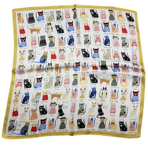 Women 100% Mulberry Silk Neck Scarf 21" Square Floral Neckerchief - color: Beige Yellow