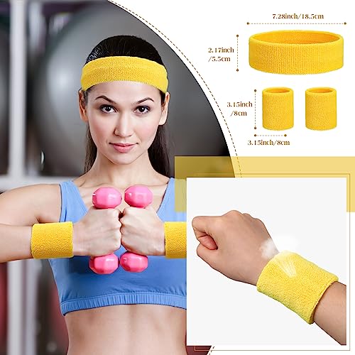 Sweatbands and Wristbands Set, Women, Men - color: Neon Yellow