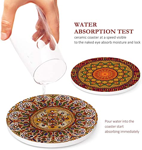 Britimes Coasters for Drinks, Set of 6, Ceramic Stone, Mandala Africa - color: Mandala 1