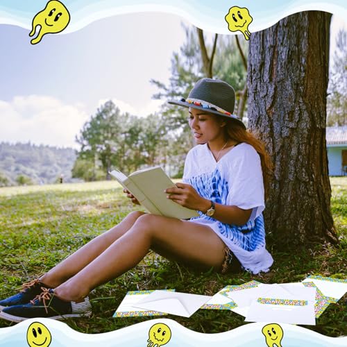 80 Pcs Camp Stationery Paper Envelopes,Yellow Smile Face Dripping - style: Yellow Smile Face Dripping