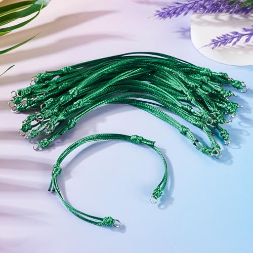 20Pcs Adjustable Braided Cord Bracelets for Women, Waxed Polyester Cord Bracelet Making Set Friendship String Bracelets for Jewelry Making DIY Supplies (Dark Green) - color: Dark Green, size: 235mm