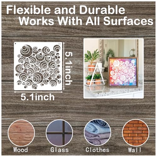 30pcs Texture Stencils for Crafts Reusable Mixed Media Geometric Brick Cubist Leopard Wood Grain Stencil Layering Stencils for Painting on Wood Wall DIY Background Furniture Card Canvas(texture30)